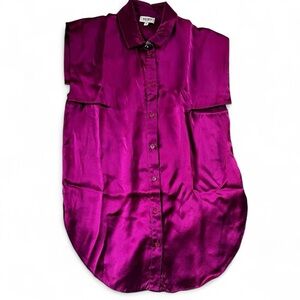 KENZO • rare vintage 100% Silk made in France Japanese style blouse fuchsia xs/s